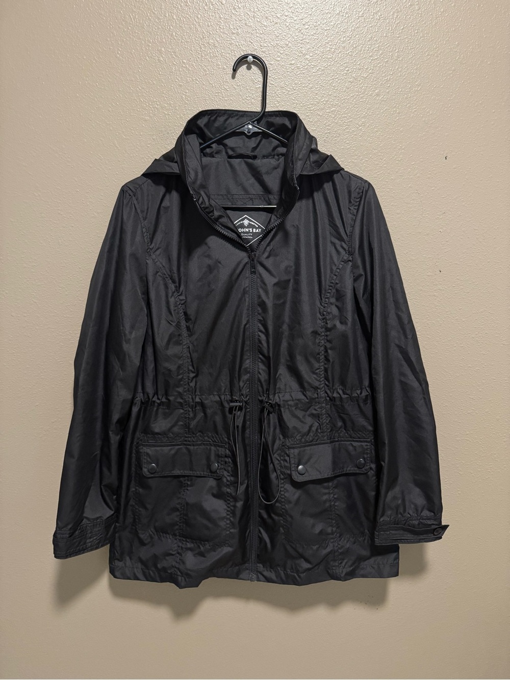 St. John's Bay Black Water Resistance Women's Jacket Windbreaker with Hood